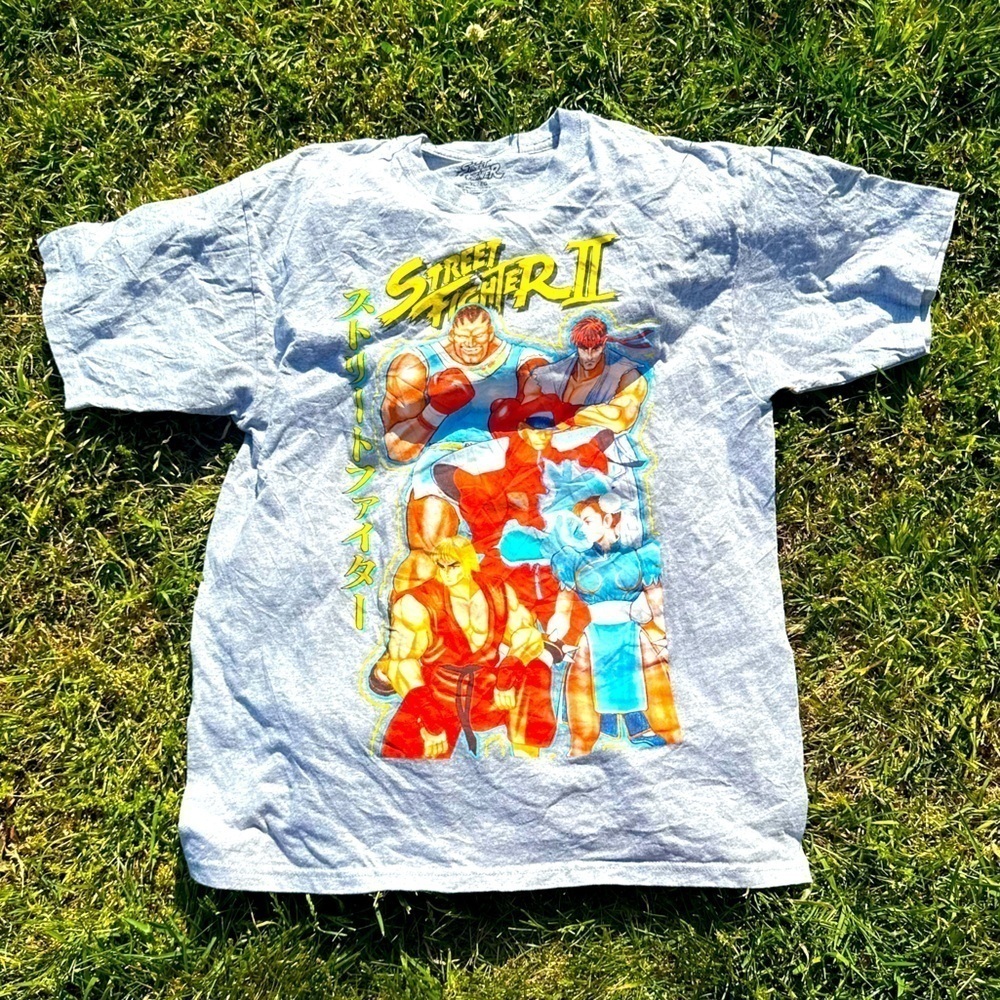 Street Fighter 2 XL T Shirt Gray Ryu Ken Chun-Li Balrog Capcom Gamer Shirt